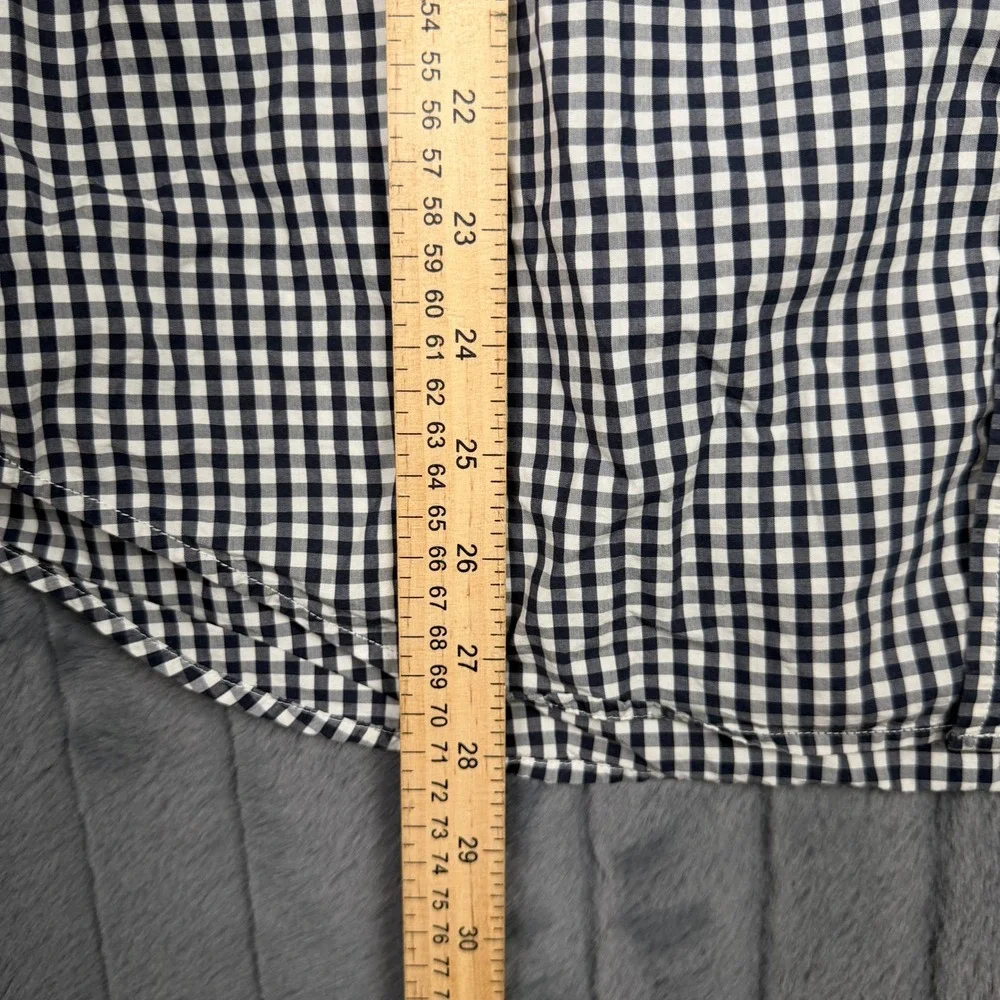 Banana Republic Soft Wash Mens Large Gingham Short Sleeve Button Down Shirt Navy